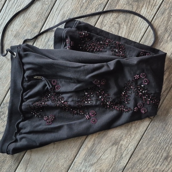 Animale Black Knit Sweat Pant Joggers Beaded And Sequin Size P - Picture 4 of 6